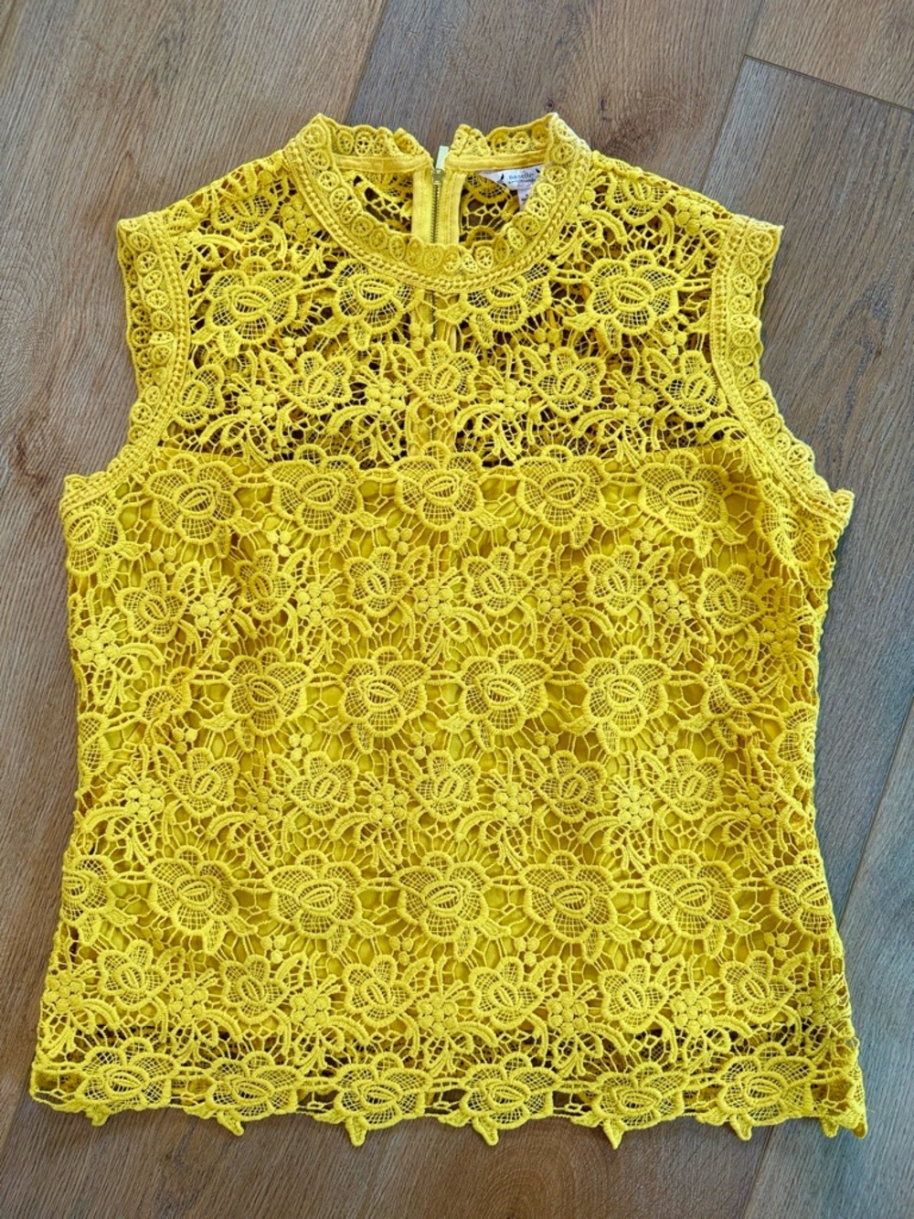 Nanette Lepore Bright Yellow Floral Lace Sleeveless Top